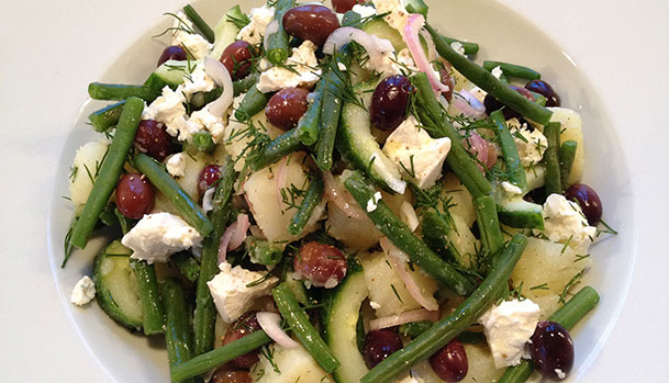 Potato salad with feta and olives
