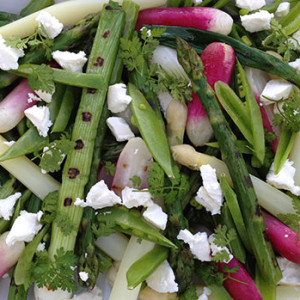 Grilled salad with spring vegetables